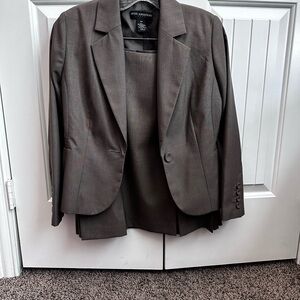 Petite Sophisticate Gray/Brown Women’s Suit with Skirt
